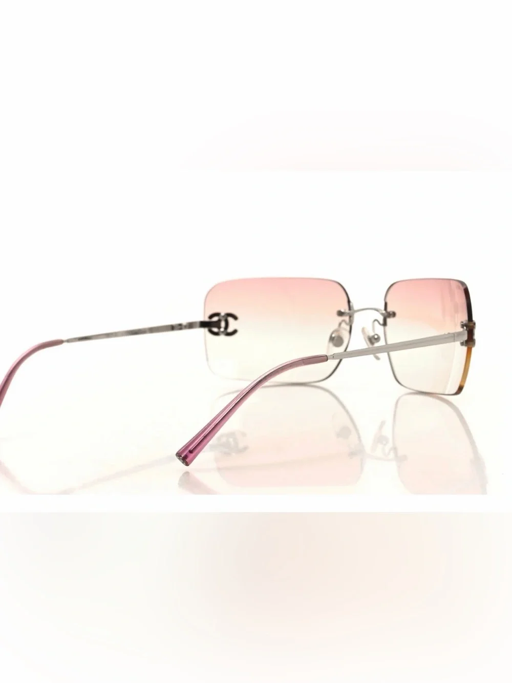 CHANEL 4017-D SWAROVSKI CC LOGO PINK SUNGLASSES / Vintage Early 2000